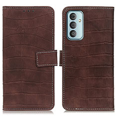 Coque Portefeuille Livre Cuir Etui Clapet N08P pour Samsung Galaxy M13 4G Marron