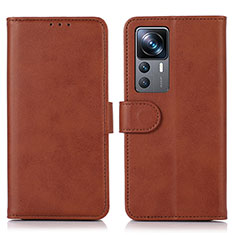 Coque Portefeuille Livre Cuir Etui Clapet N08P pour Xiaomi Mi 12T 5G Marron