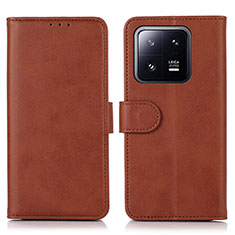 Coque Portefeuille Livre Cuir Etui Clapet N08P pour Xiaomi Mi 13 Pro 5G Marron