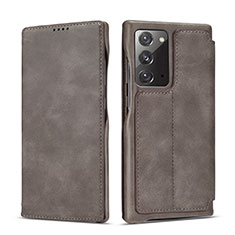 Coque Portefeuille Livre Cuir Etui Clapet N09 pour Samsung Galaxy Note 20 5G Gris