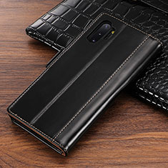 Coque Portefeuille Livre Cuir Etui Clapet P01 pour Samsung Galaxy Note 10 Plus Noir