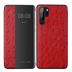 Coque Portefeuille Livre Cuir Etui Clapet P02 pour Huawei P30 Pro Rouge