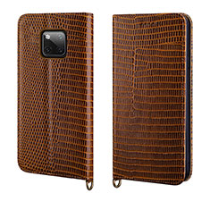 Coque Portefeuille Livre Cuir Etui Clapet P04 pour Huawei Mate 20 Pro Marron