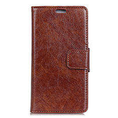 Coque Portefeuille Livre Cuir Etui Clapet pour Alcatel 3 Marron