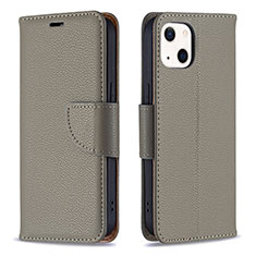 Coque Portefeuille Livre Cuir Etui Clapet pour Apple iPhone 13 Gris