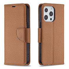 Coque Portefeuille Livre Cuir Etui Clapet pour Apple iPhone 13 Pro Marron