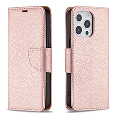 Coque Portefeuille Livre Cuir Etui Clapet pour Apple iPhone 13 Pro Max Or Rose