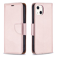 Coque Portefeuille Livre Cuir Etui Clapet pour Apple iPhone 15 Or Rose