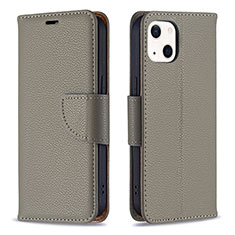 Coque Portefeuille Livre Cuir Etui Clapet pour Apple iPhone 15 Plus Gris