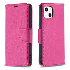 Coque Portefeuille Livre Cuir Etui Clapet pour Apple iPhone 15 Plus Rose Rouge