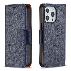 Coque Portefeuille Livre Cuir Etui Clapet pour Apple iPhone 16 Pro Bleu Royal