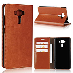 Coque Portefeuille Livre Cuir Etui Clapet pour Asus Zenfone 3 Laser Orange