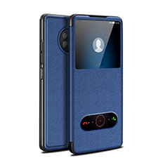 Coque Portefeuille Livre Cuir Etui Clapet pour Huawei Enjoy 20 Plus 5G Bleu