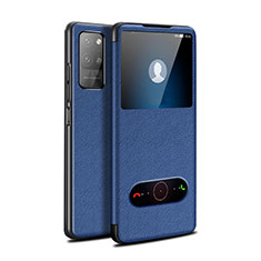 Coque Portefeuille Livre Cuir Etui Clapet pour Huawei Honor Play4 Pro 5G Bleu