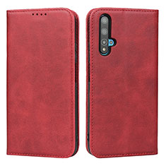 Coque Portefeuille Livre Cuir Etui Clapet pour Huawei Nova 5T Rouge