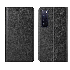 Coque Portefeuille Livre Cuir Etui Clapet pour Huawei Nova 7 5G Noir