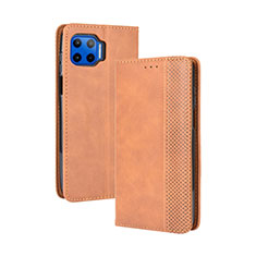 Coque Portefeuille Livre Cuir Etui Clapet pour Motorola Moto One 5G Orange