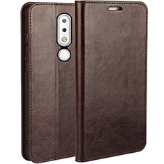 Coque Portefeuille Livre Cuir Etui Clapet pour Nokia X6 Marron