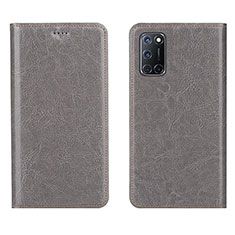 Coque Portefeuille Livre Cuir Etui Clapet pour Oppo A52 Gris