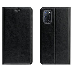 Coque Portefeuille Livre Cuir Etui Clapet pour Oppo A52 Noir