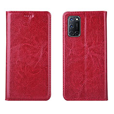 Coque Portefeuille Livre Cuir Etui Clapet pour Oppo A52 Rouge