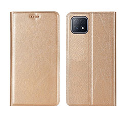 Coque Portefeuille Livre Cuir Etui Clapet pour Oppo A72 5G Or