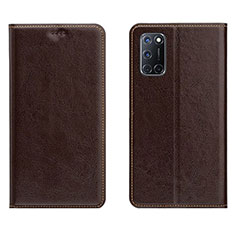 Coque Portefeuille Livre Cuir Etui Clapet pour Oppo A92 Marron