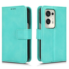 Coque Portefeuille Livre Cuir Etui Clapet pour Oppo Find N2 5G Cyan