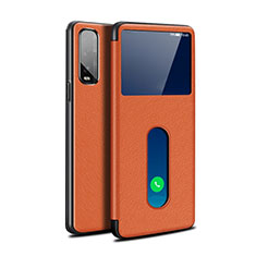 Coque Portefeuille Livre Cuir Etui Clapet pour Oppo Find X2 Orange