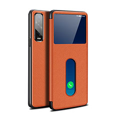 Coque Portefeuille Livre Cuir Etui Clapet pour Oppo Find X2 Pro Orange