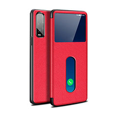 Coque Portefeuille Livre Cuir Etui Clapet pour Oppo Find X2 Rouge