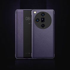 Coque Portefeuille Livre Cuir Etui Clapet pour Oppo Find X7 Ultra 5G Violet
