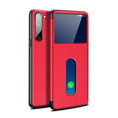 Coque Portefeuille Livre Cuir Etui Clapet pour Oppo Reno3 Rouge