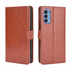 Coque Portefeuille Livre Cuir Etui Clapet pour Oppo Reno4 4G Marron