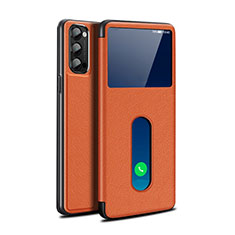 Coque Portefeuille Livre Cuir Etui Clapet pour Oppo Reno4 5G Orange