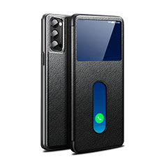 Coque Portefeuille Livre Cuir Etui Clapet pour Oppo Reno4 Pro 5G Noir