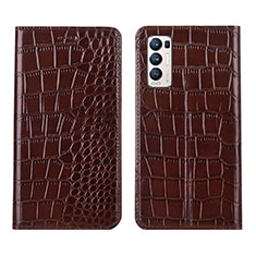 Coque Portefeuille Livre Cuir Etui Clapet pour Oppo Reno5 Pro+ Plus 5G Marron