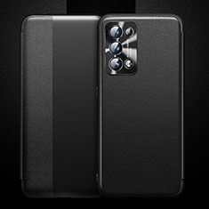Coque Portefeuille Livre Cuir Etui Clapet pour Oppo Reno6 Pro 5G Noir