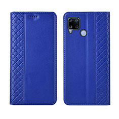 Coque Portefeuille Livre Cuir Etui Clapet pour Realme C15 Bleu