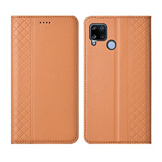 Coque Portefeuille Livre Cuir Etui Clapet pour Realme C15 Orange