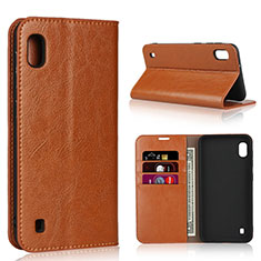 Coque Portefeuille Livre Cuir Etui Clapet pour Samsung Galaxy A10 Orange