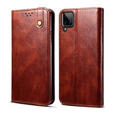 Coque Portefeuille Livre Cuir Etui Clapet pour Samsung Galaxy A12 5G Marron