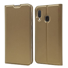 Coque Portefeuille Livre Cuir Etui Clapet pour Samsung Galaxy A20e Or