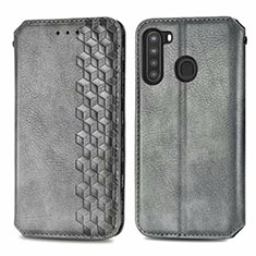 Coque Portefeuille Livre Cuir Etui Clapet pour Samsung Galaxy A21 Gris