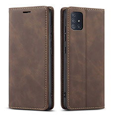 Coque Portefeuille Livre Cuir Etui Clapet pour Samsung Galaxy A71 4G A715 Marron