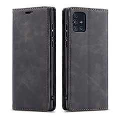 Coque Portefeuille Livre Cuir Etui Clapet pour Samsung Galaxy A71 4G A715 Noir