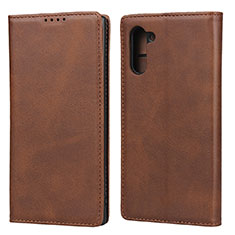 Coque Portefeuille Livre Cuir Etui Clapet pour Samsung Galaxy Note 10 5G Marron