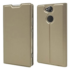 Coque Portefeuille Livre Cuir Etui Clapet pour Sony Xperia XA2 Or