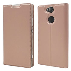 Coque Portefeuille Livre Cuir Etui Clapet pour Sony Xperia XA2 Plus Or Rose