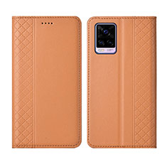 Coque Portefeuille Livre Cuir Etui Clapet pour Vivo V20 Pro 5G Orange